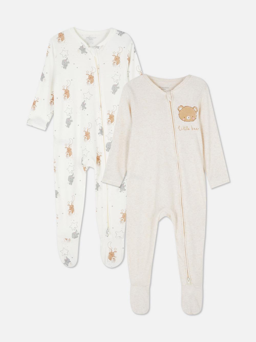 0-24mths | 2pk Zip-Up Sleepers - Oatmeal