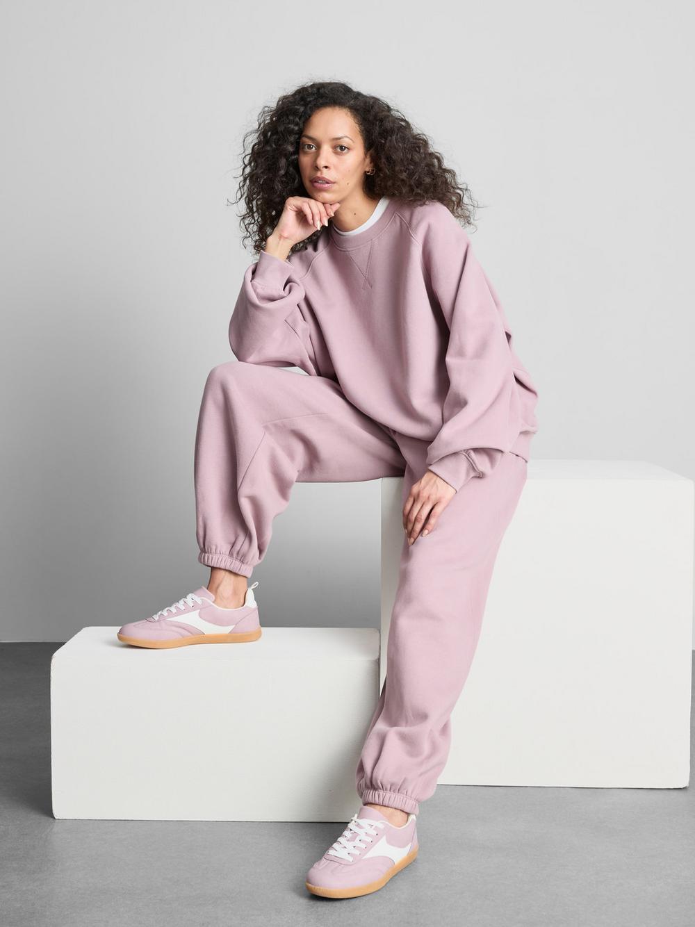 Cotton-Rich Raglan Sweatshirt - Pink
