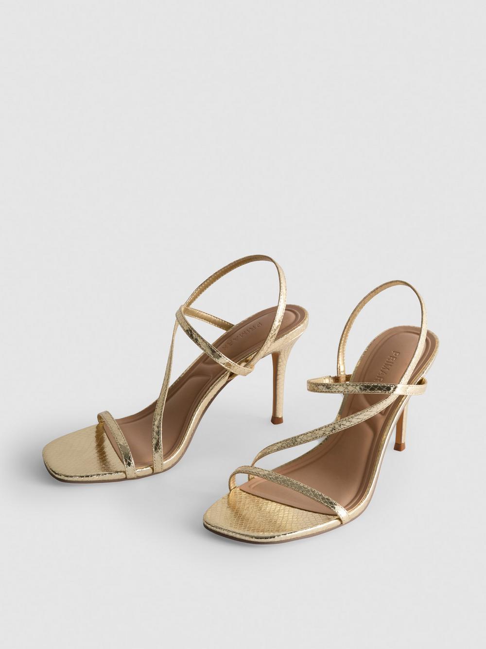 Barely There Heeled Sandals - Gold