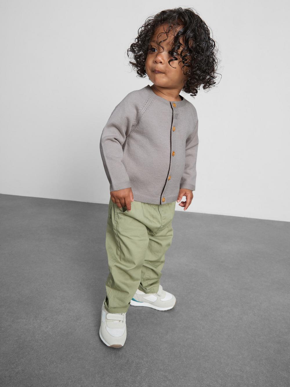 0-18mths | Newborn Pointelle Knit Cardigan - Gray