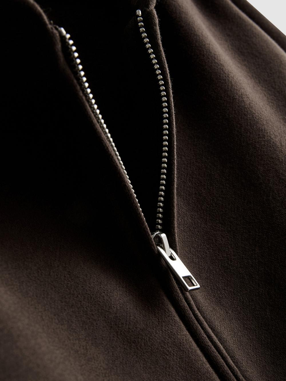 Cotton Rich Zip Through Hoodie - Chocolate