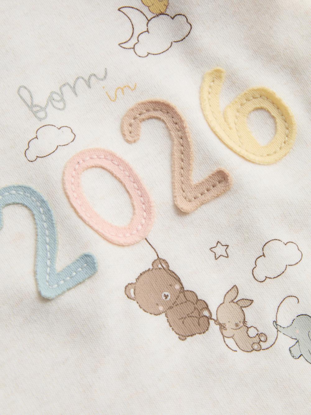 0-9mths | Born in 2026 Wrap Newborn Pajama Onesie - Oatmeal