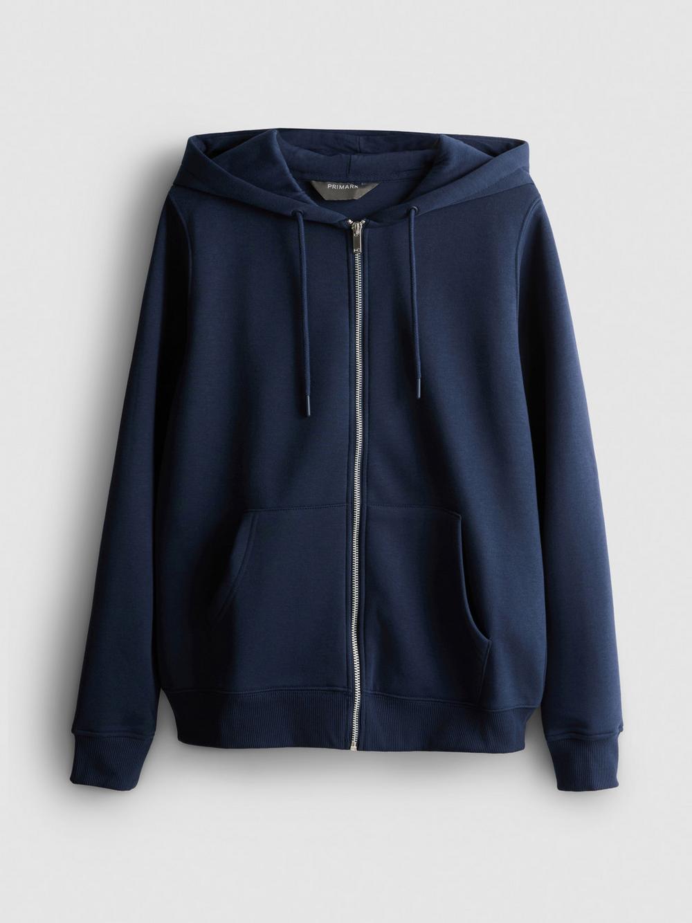 Essential Cotton Blend Zip Through Hoodie - Navy
