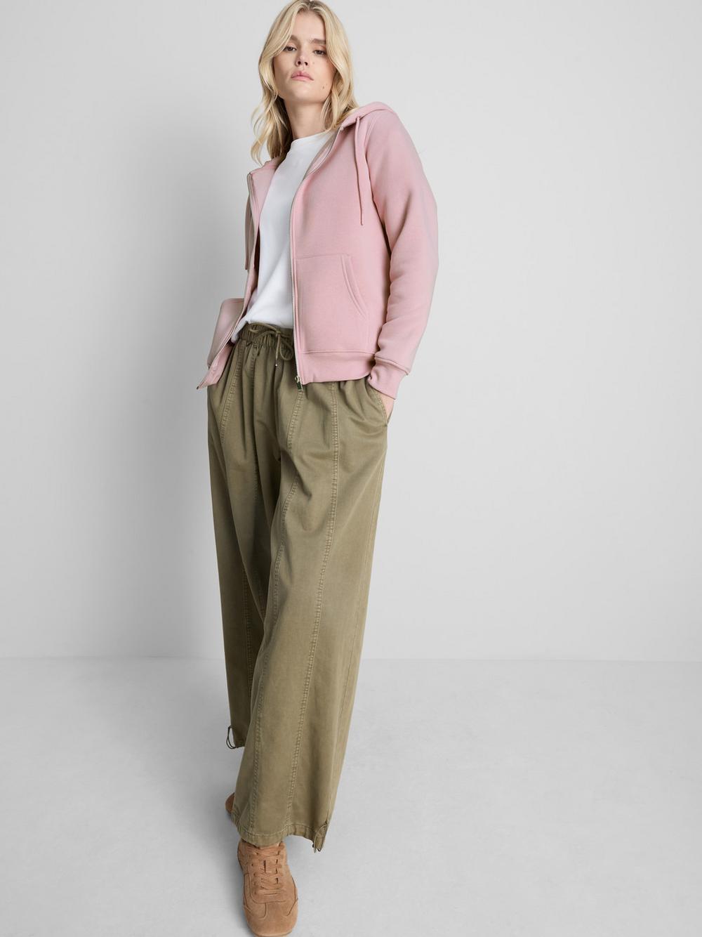 Essential Cotton Blend Zip Through Hoodie - Light Pink