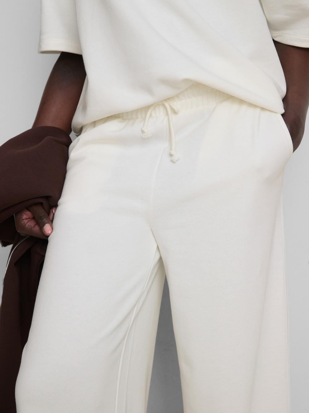 Cotton Rich Wide Leg Sweatpants - Ivory