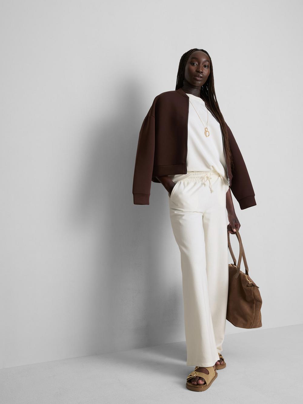 Cotton Rich Wide Leg Sweatpants - Ivory