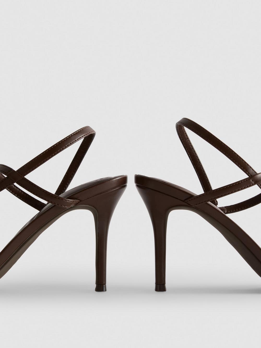 Barely There Heeled Sandals - Chocolate