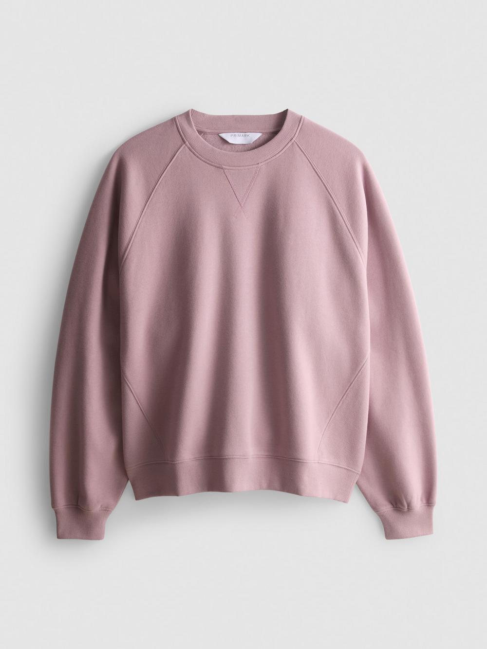 Cotton-Rich Raglan Sweatshirt - Pink