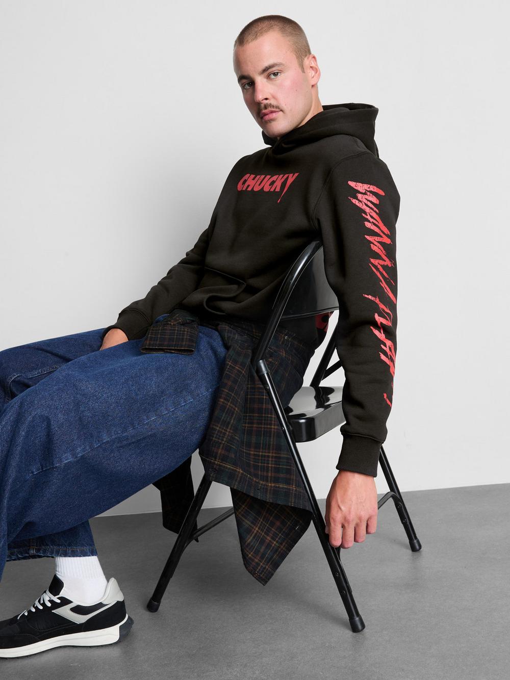 Chucky Cotton-Rich Graphic Hoodie - Black