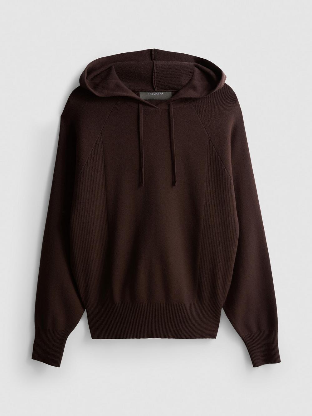 Relaxed Knitted Hoodie - Chocolate