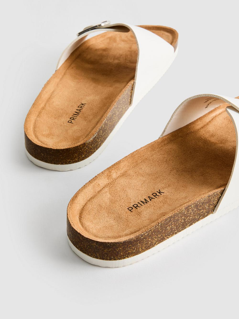 Buckle Strap Mule Sandals - White