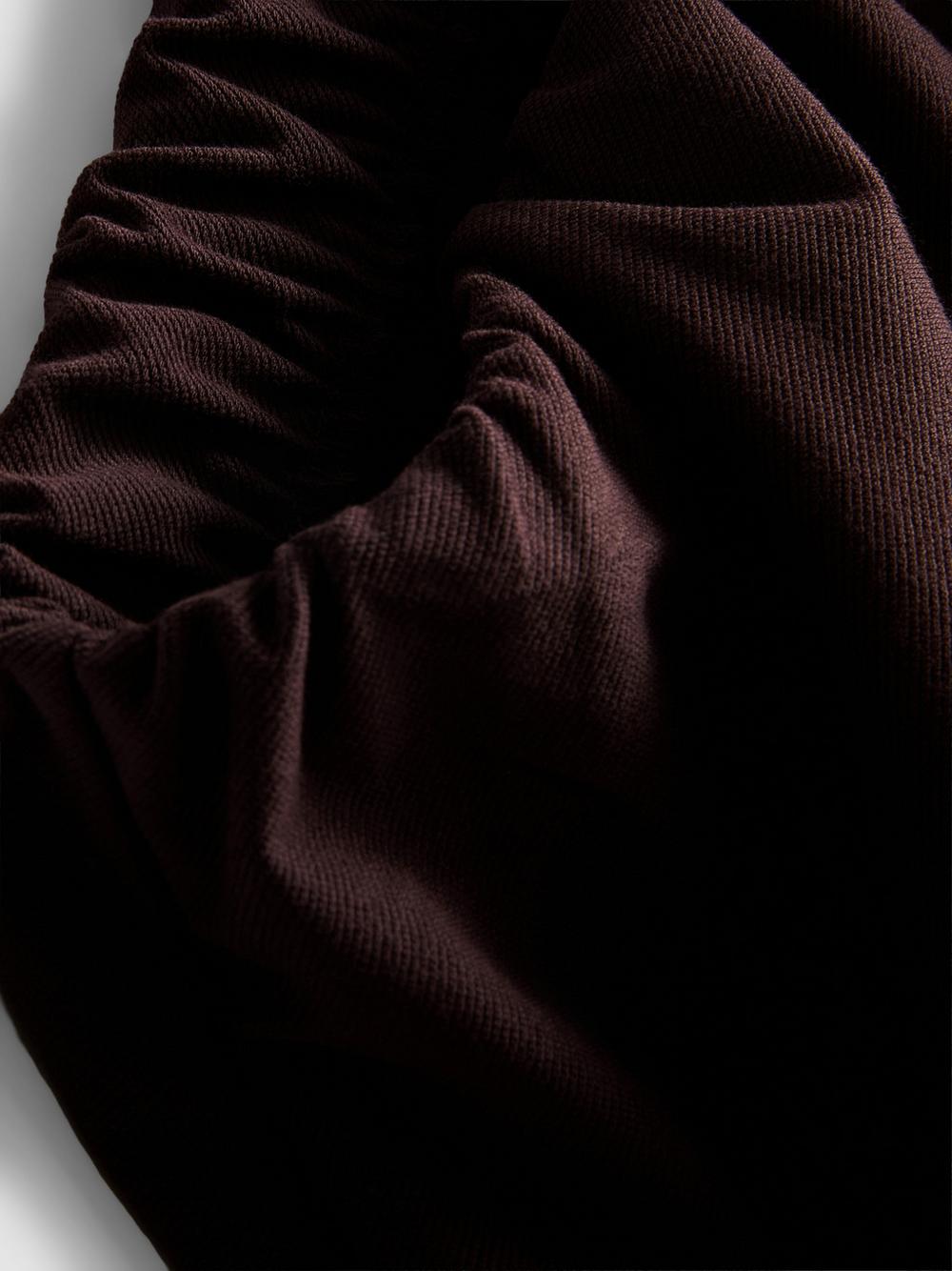 Cotton Blend Wide Leg Drawstring Pants - Brown