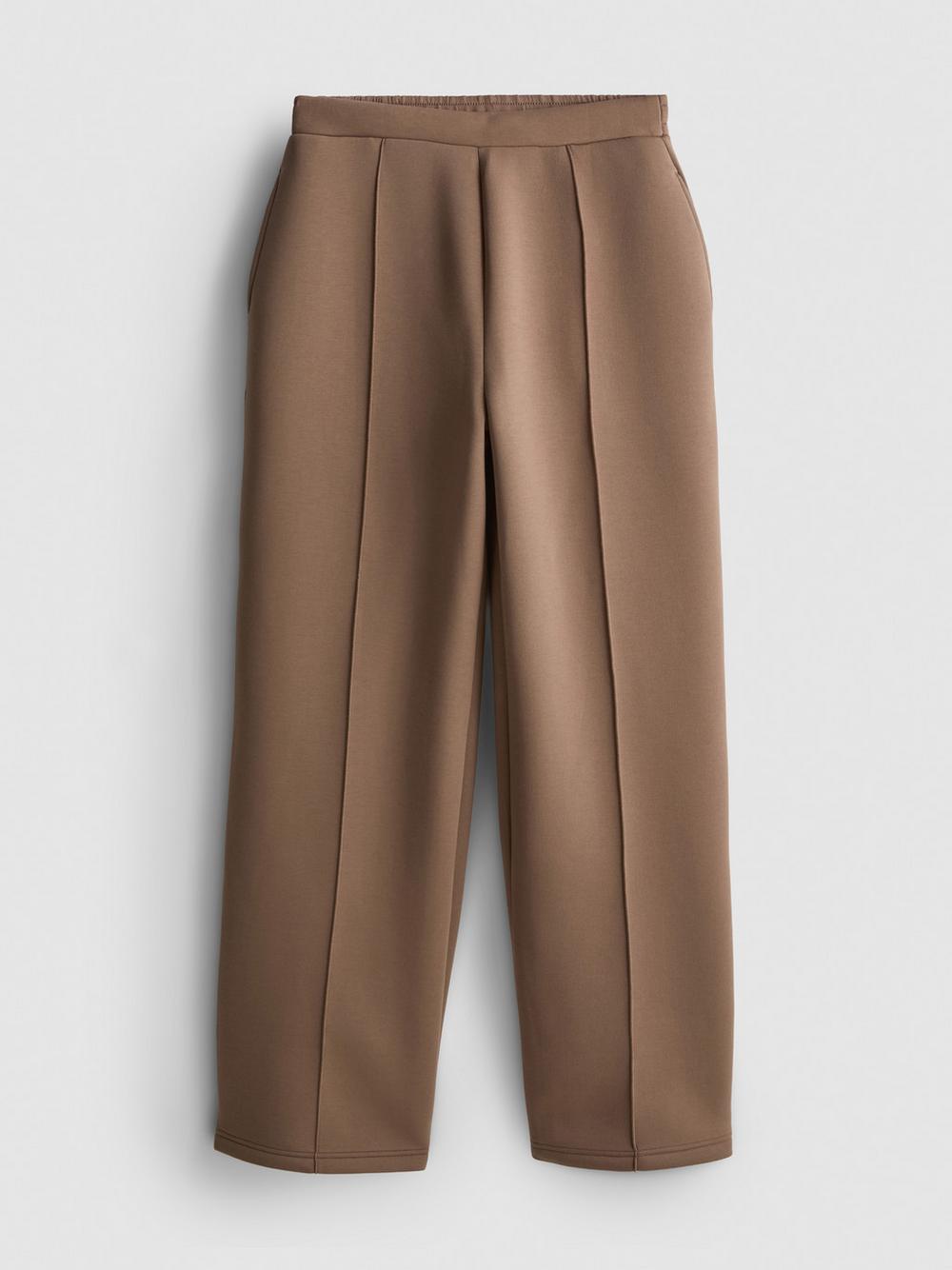 The Edit Scuba Wide Leg Pants - Mocha