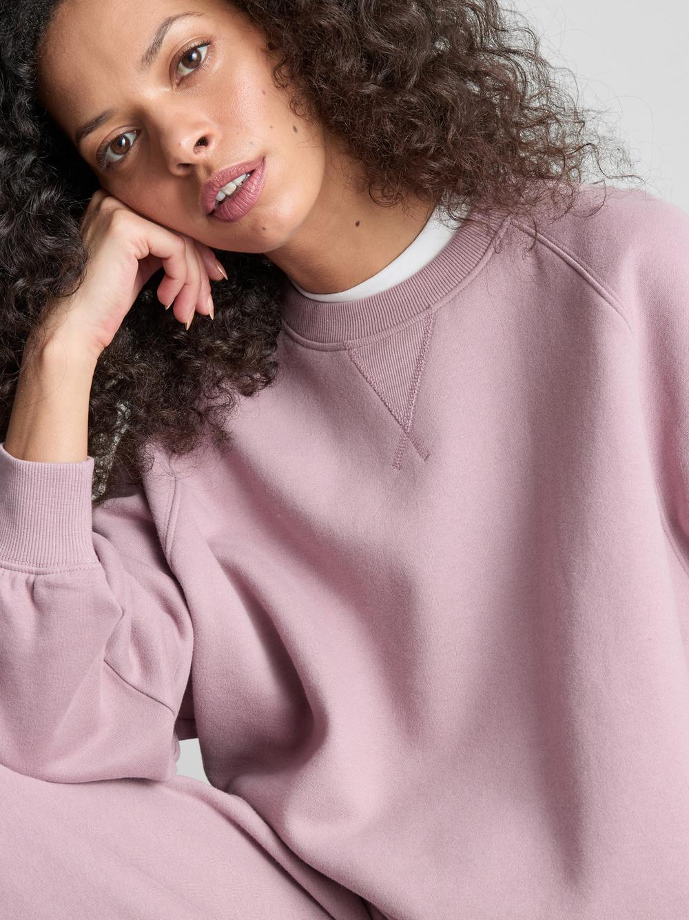 Cotton-Rich Raglan Sweatshirt - Pink