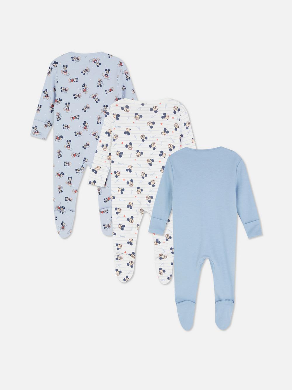 0-24mths | 3pk Disney’s Mickey Mouse Snap Pajama Onesies - Blue