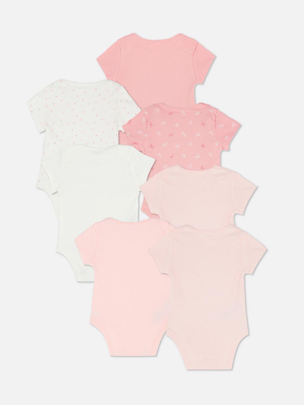 0-36mths | 7pk Short Sleeve Bodysuits - Pink