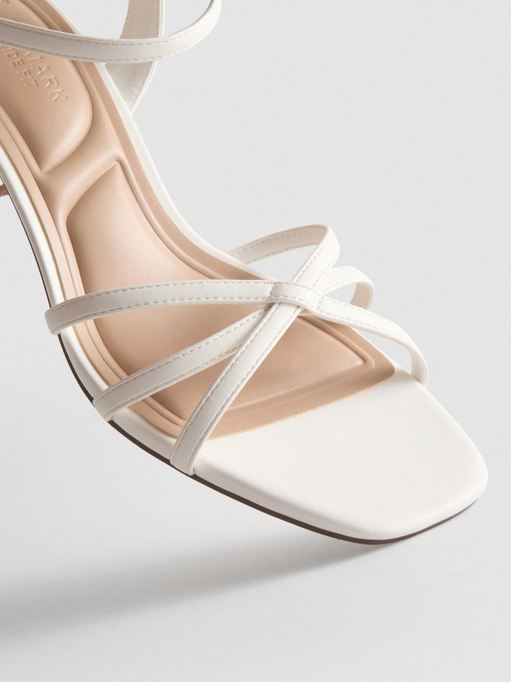 Strappy Woven Block Heel Sandals - White