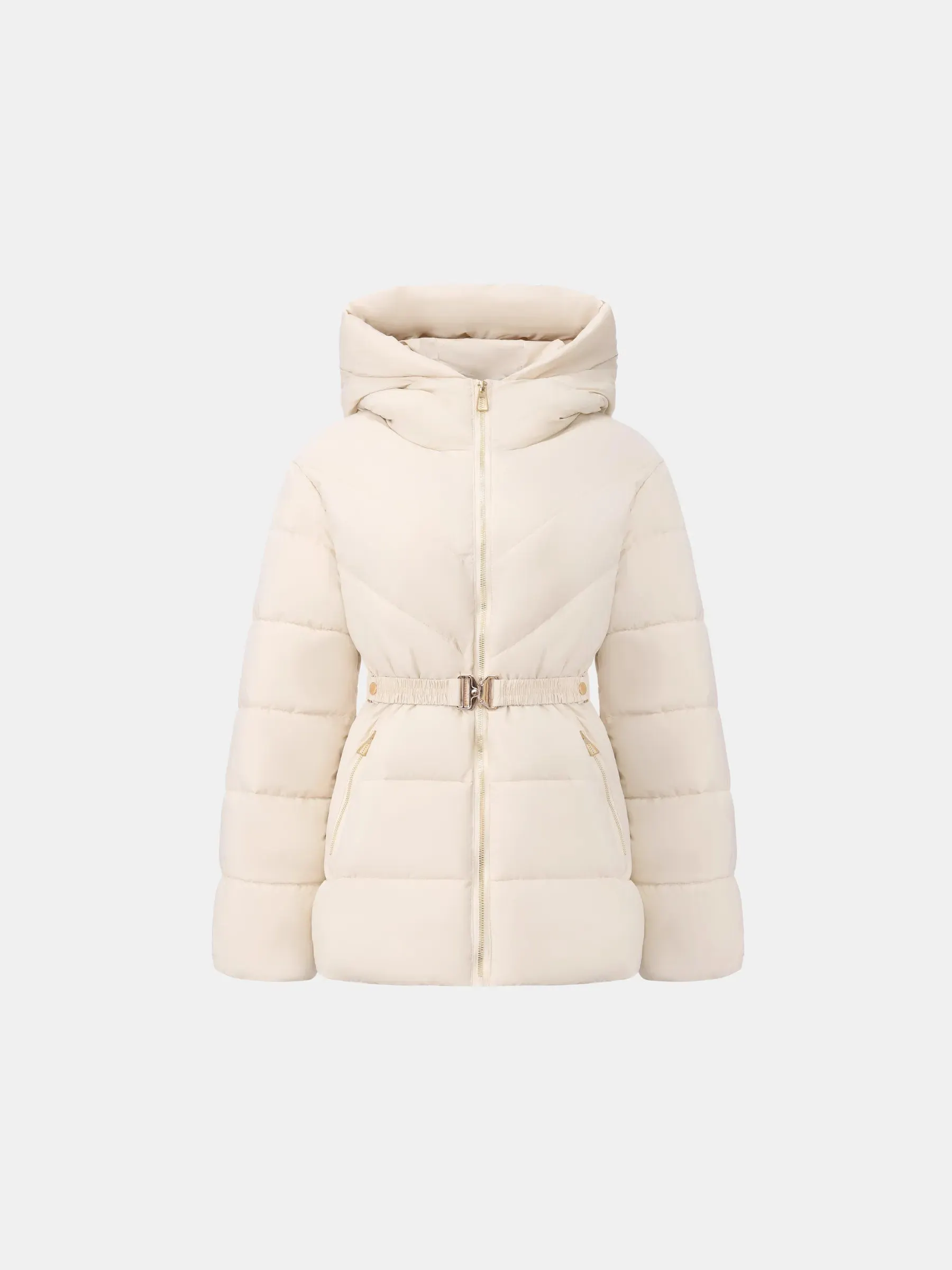 Gold-tone Belted Puffer Jacket
