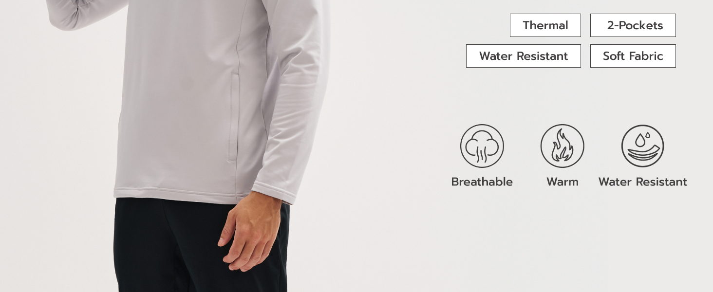 Water Resistant Warm Fall Winter Quarter Zip Pullover Jacket Fleece Lining Soft 2 Side Pockets
