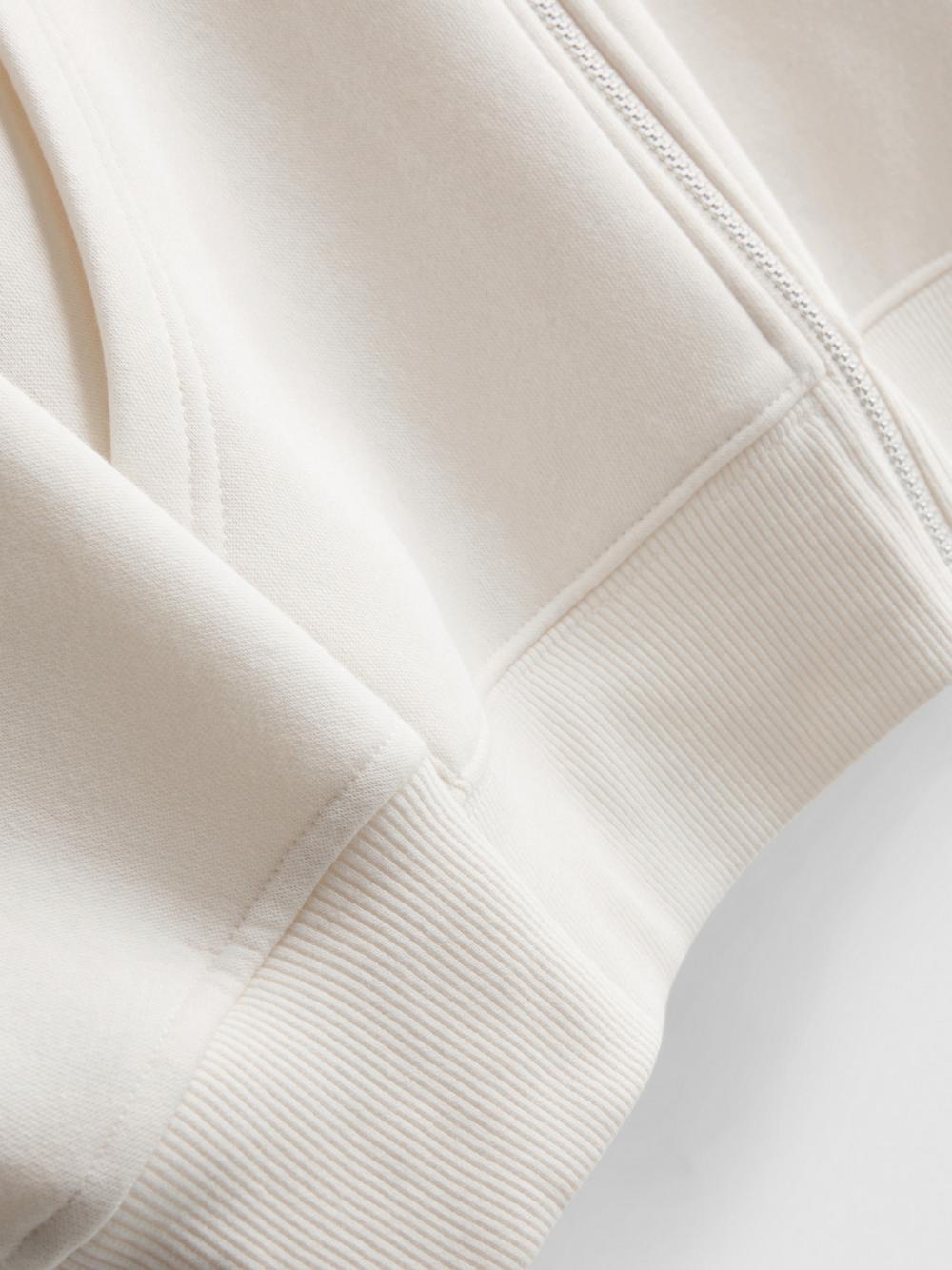 Essential Cotton Blend Zip Through Hoodie - Ivory