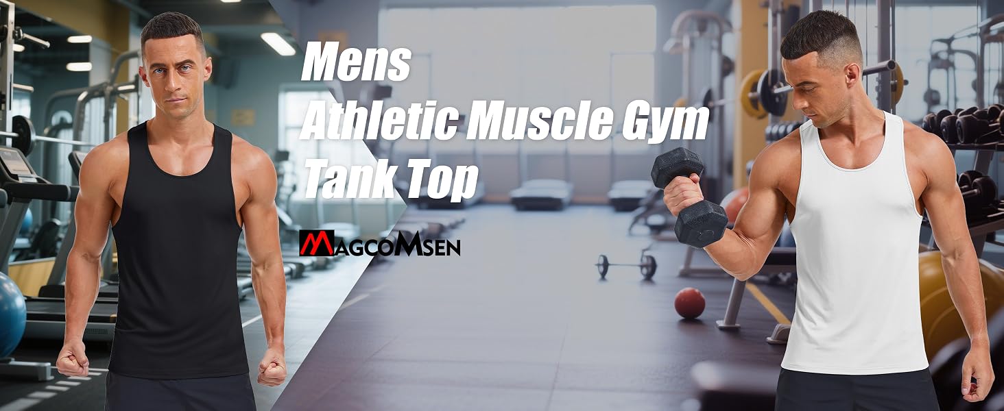 Men's Dry Fit Y-Back Muscle Workout Tank Tops, Athletic Training Gym Tank Top