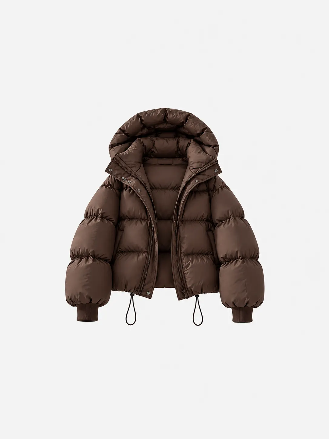 Cropped Volume Hooded Puffer Jacket