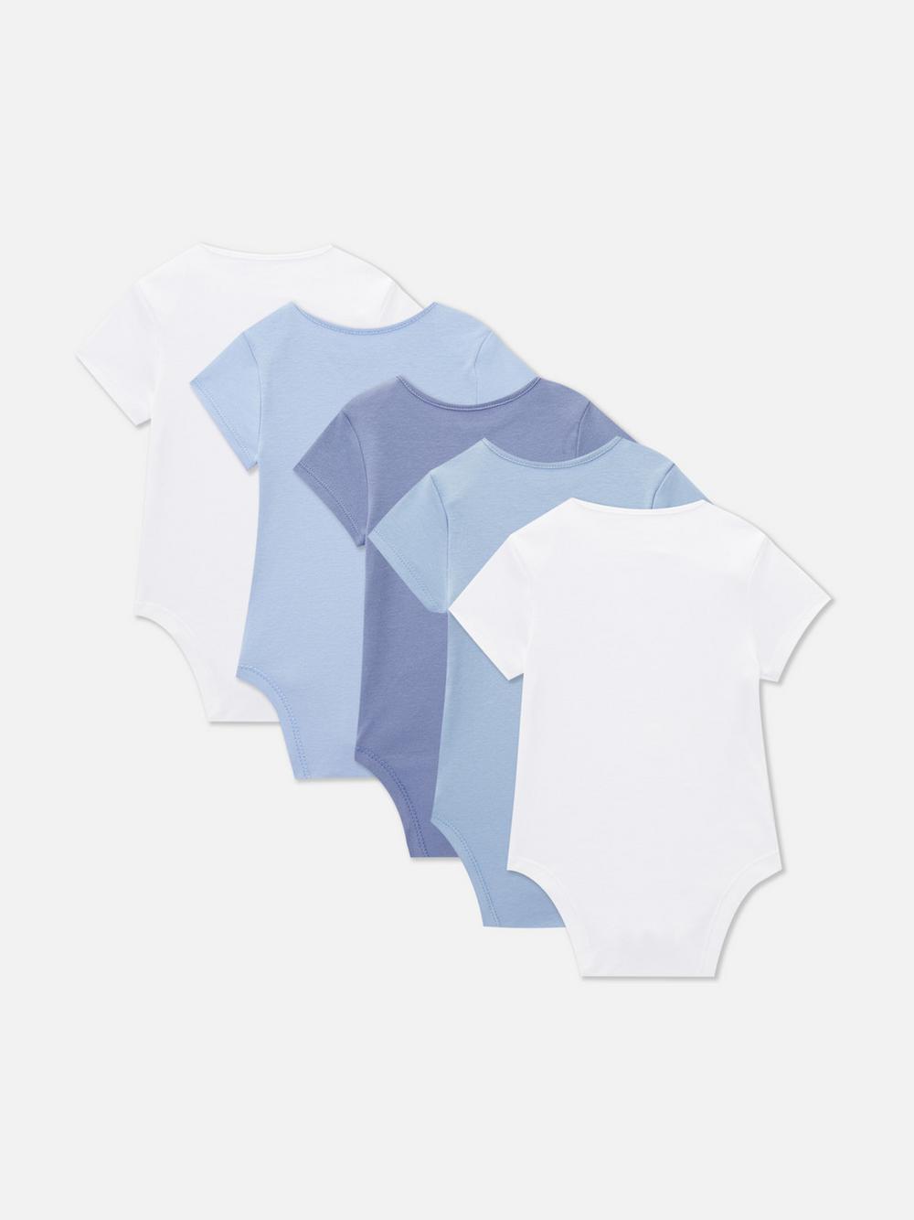 0-36mths | 5pk Short-Sleeve Onesies - Blue