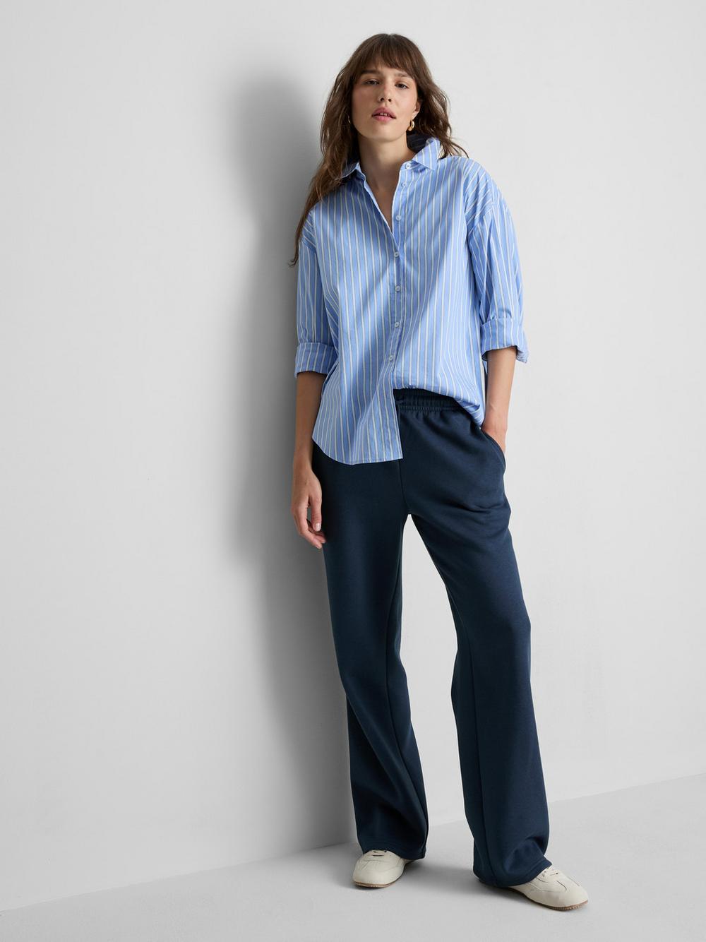 Cotton-Blend Straight-Leg Joggers - Navy