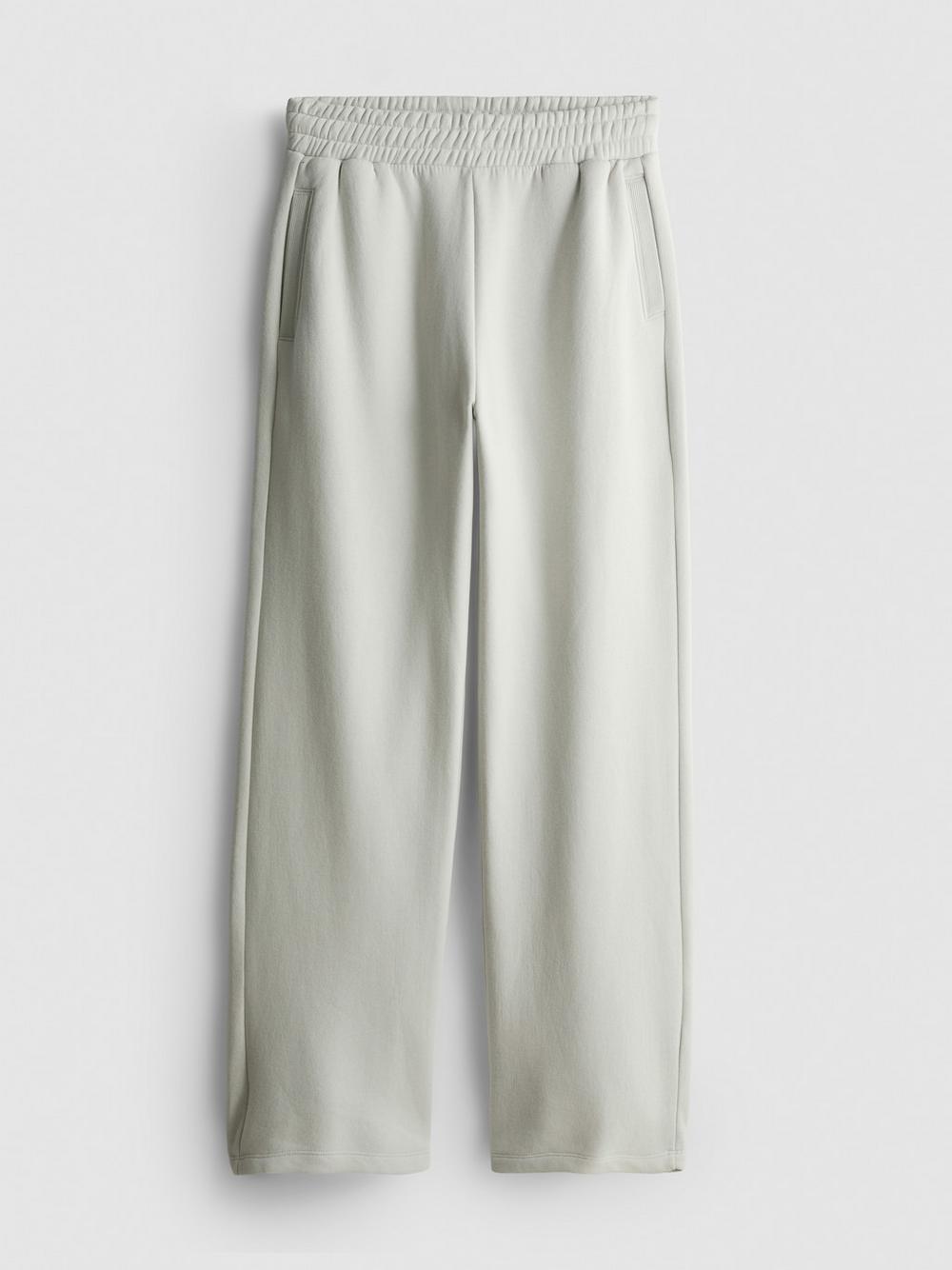 Cotton Rich Wide Leg Sweatpants - Light Gray