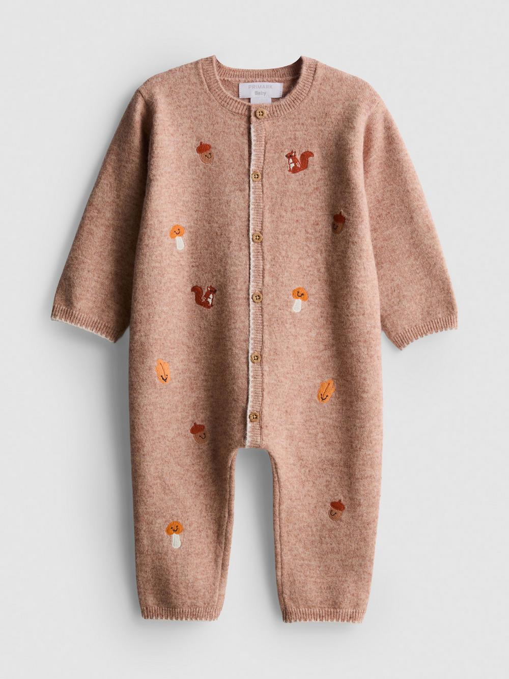 0-18mths | Embroidered Newborn Romper - Brown