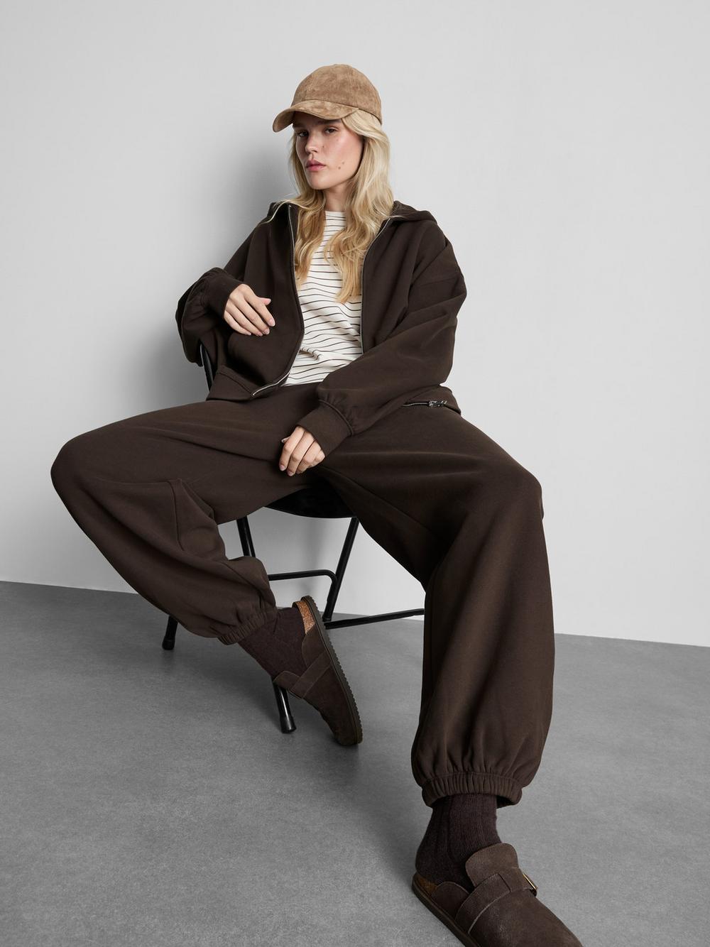 Cotton Rich Zip Through Hoodie - Chocolate