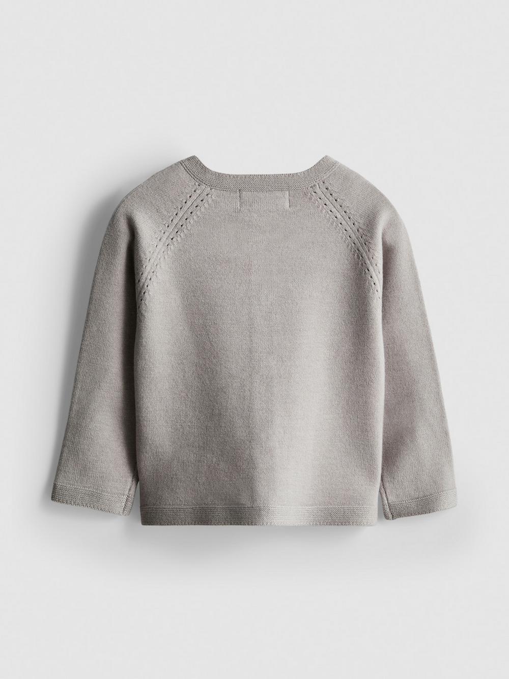 0-18mths | Newborn Pointelle Knit Cardigan - Gray
