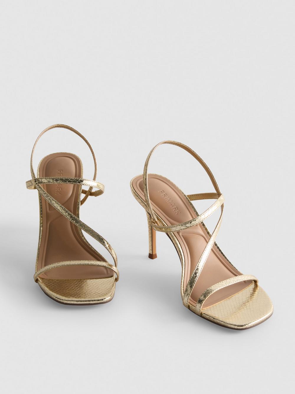 Barely There Heeled Sandals - Gold