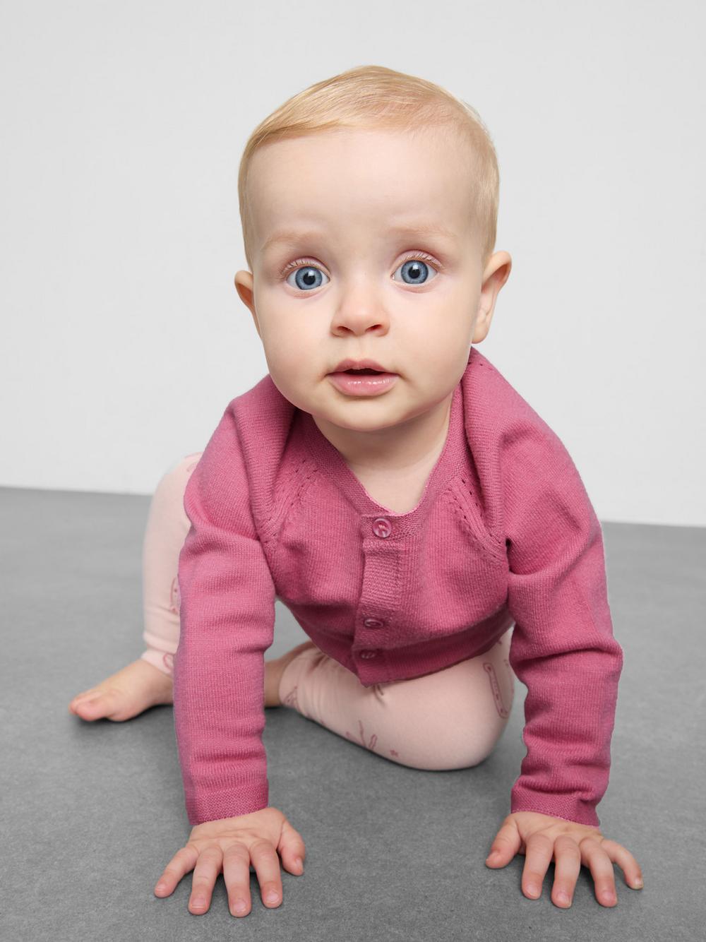 0-18mths | Newborn Pointelle Knit Cardigan - Pink