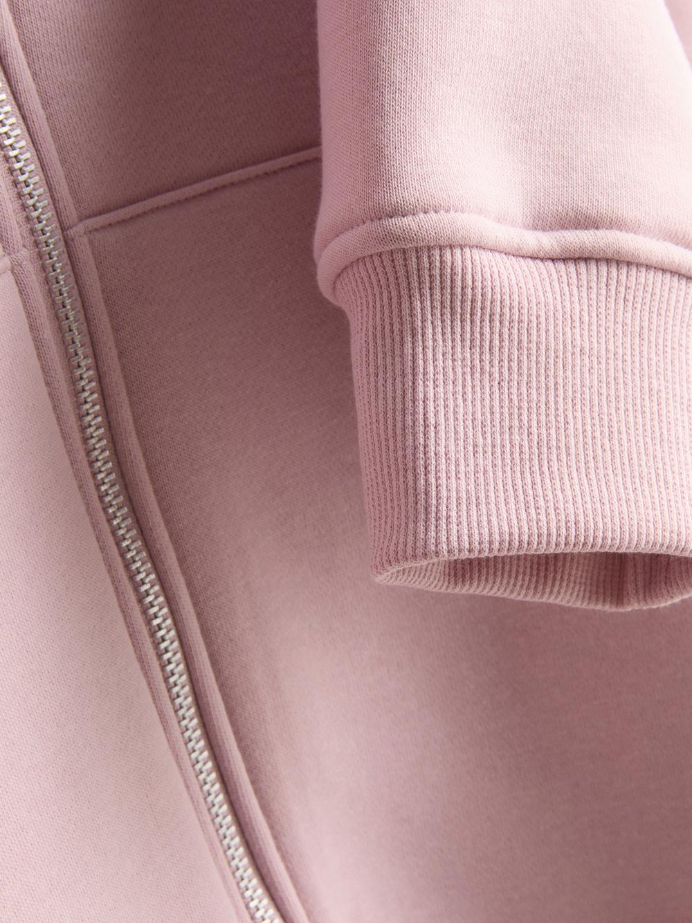 Essential Cotton Blend Zip Through Hoodie - Light Pink