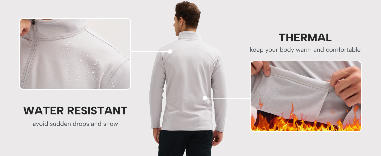 Thermal Warm Micro Fleece Lining Quarter Zip Stand Collar