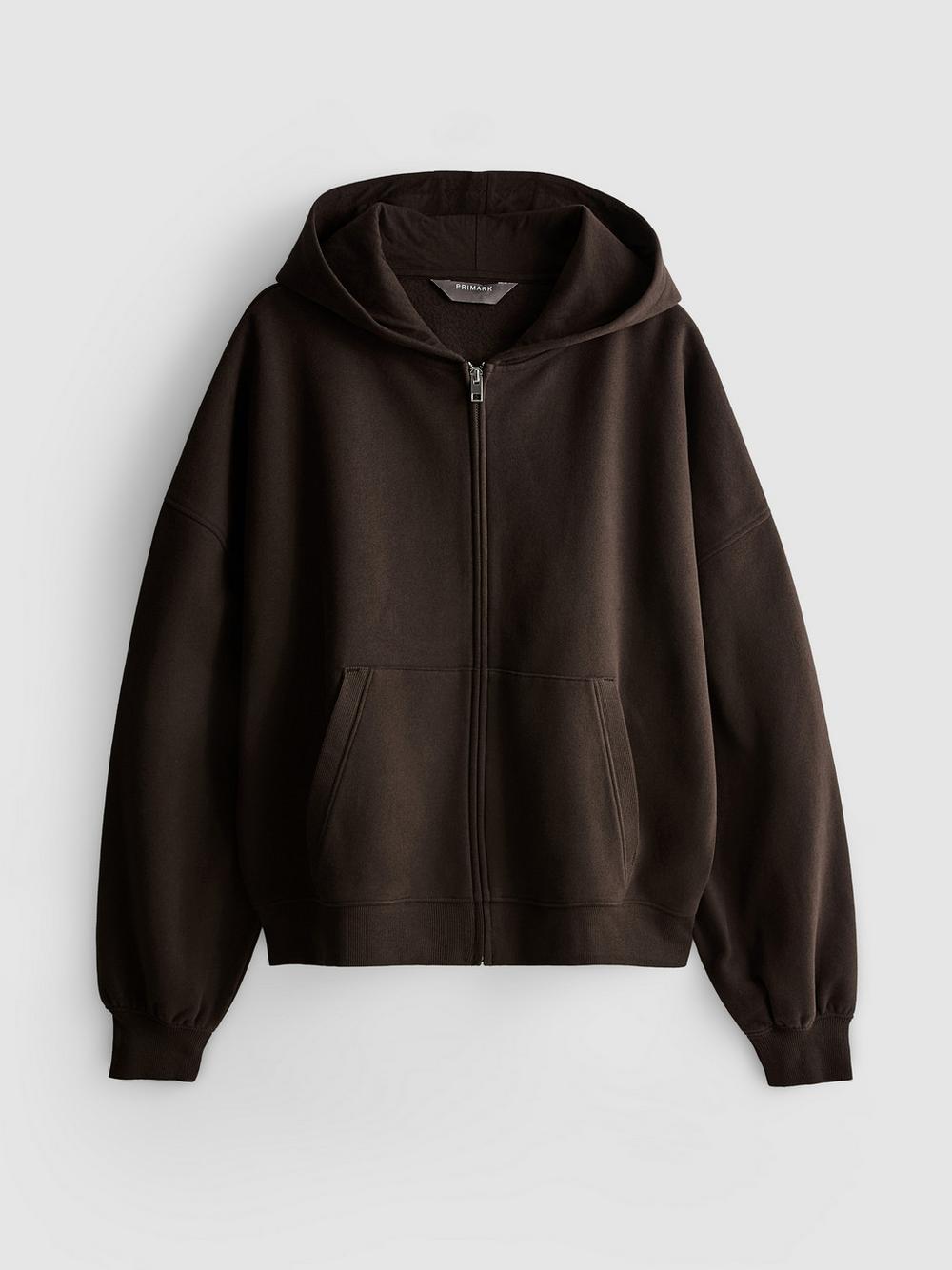 Cotton Rich Zip Through Hoodie - Chocolate