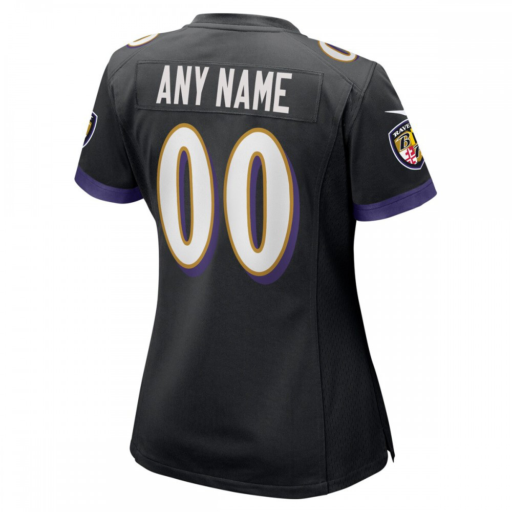 Baltimore Ravens Nike Women's Alternate Custom Game Jersey - Black-FF04   NFL 