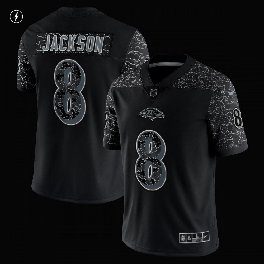 Lamar Jackson Baltimore Ravens Nike RFLCTV Limited Jersey - Black-FF04   NFL 