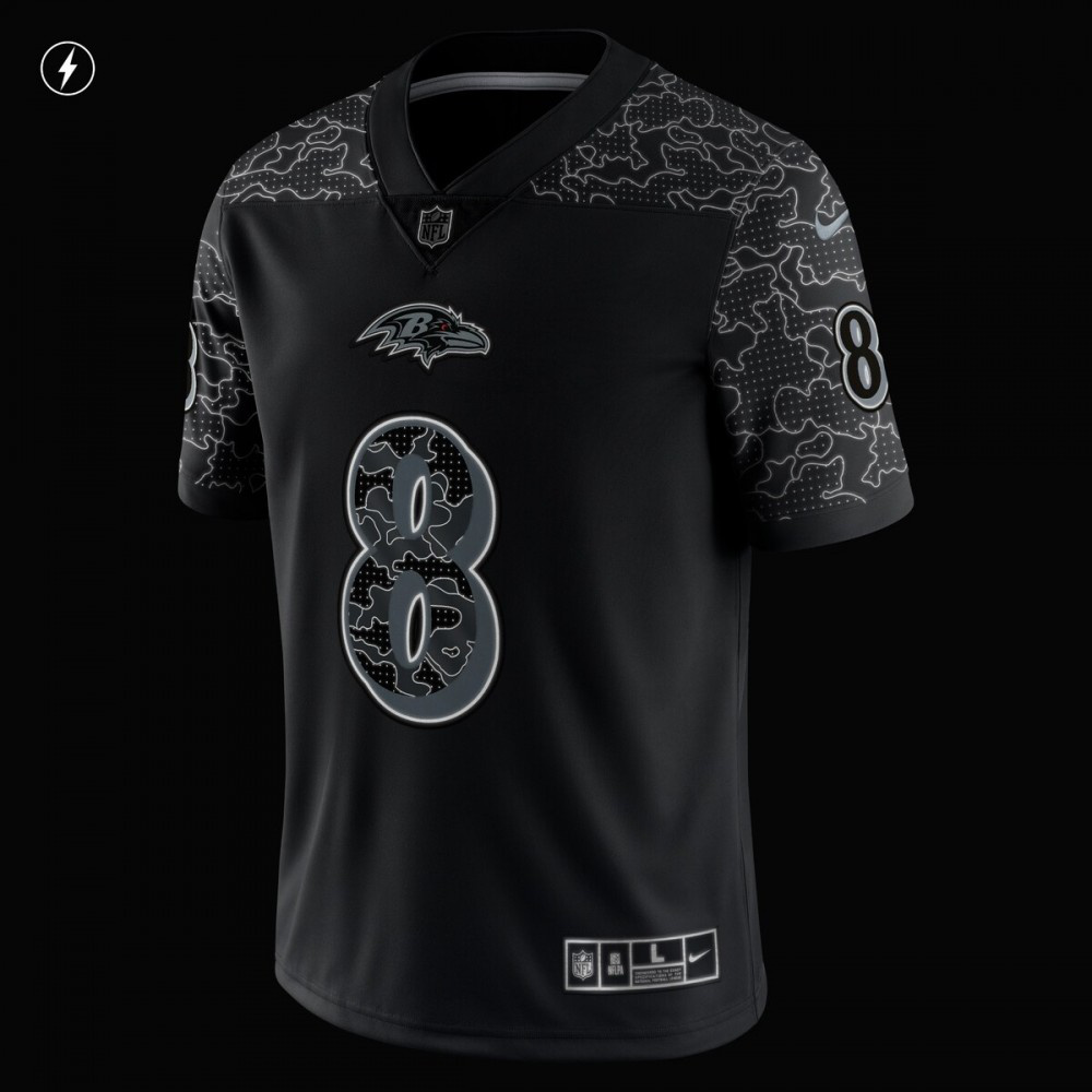 Lamar Jackson Baltimore Ravens Nike RFLCTV Limited Jersey - Black-FF04   NFL 