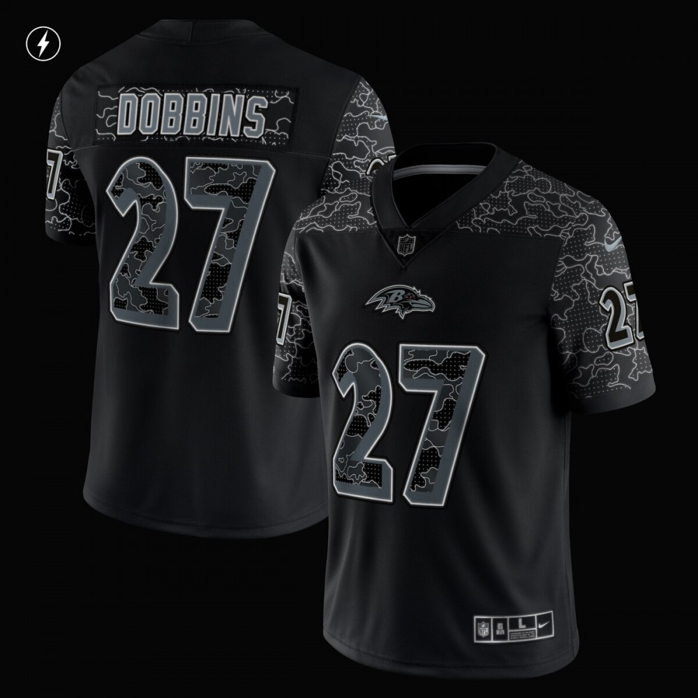 J.K. Dobbins Baltimore Ravens Nike RFLCTV Limited Jersey - Black-FF04   NFL 