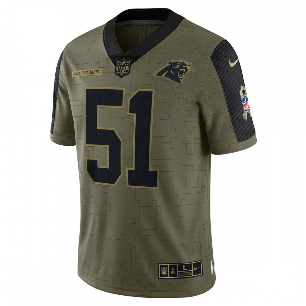 Sam Mills Carolina Panthers Nike 2021 Salute To Service Retired Player Limited Jersey - Olive-FF04   NFL 