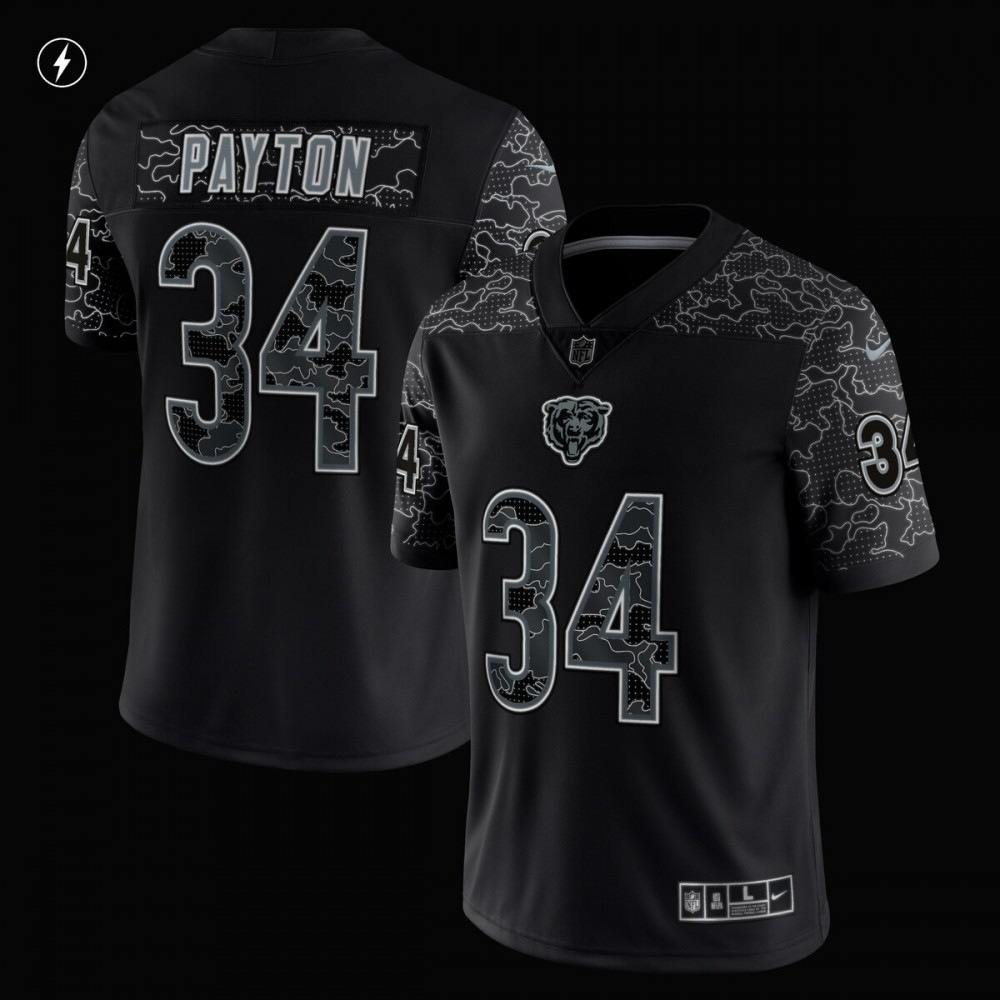 Walter Payton Chicago Bears Nike Retired Player RFLCTV Limited Jersey - Black-FF04   NFL 