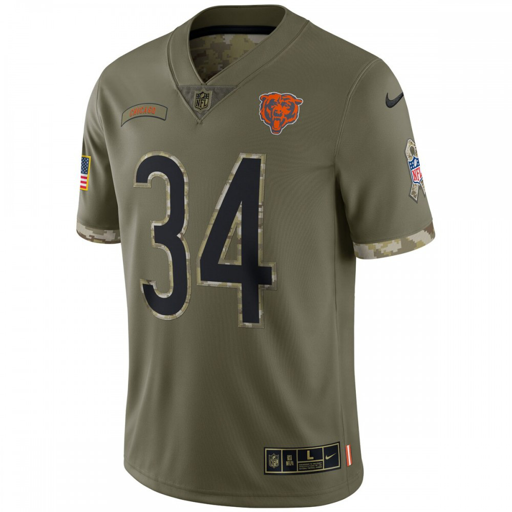 Walter Payton Chicago Bears 2022 Salute To Service Retired Player Limited Jersey - Olive-FF04   NFL 