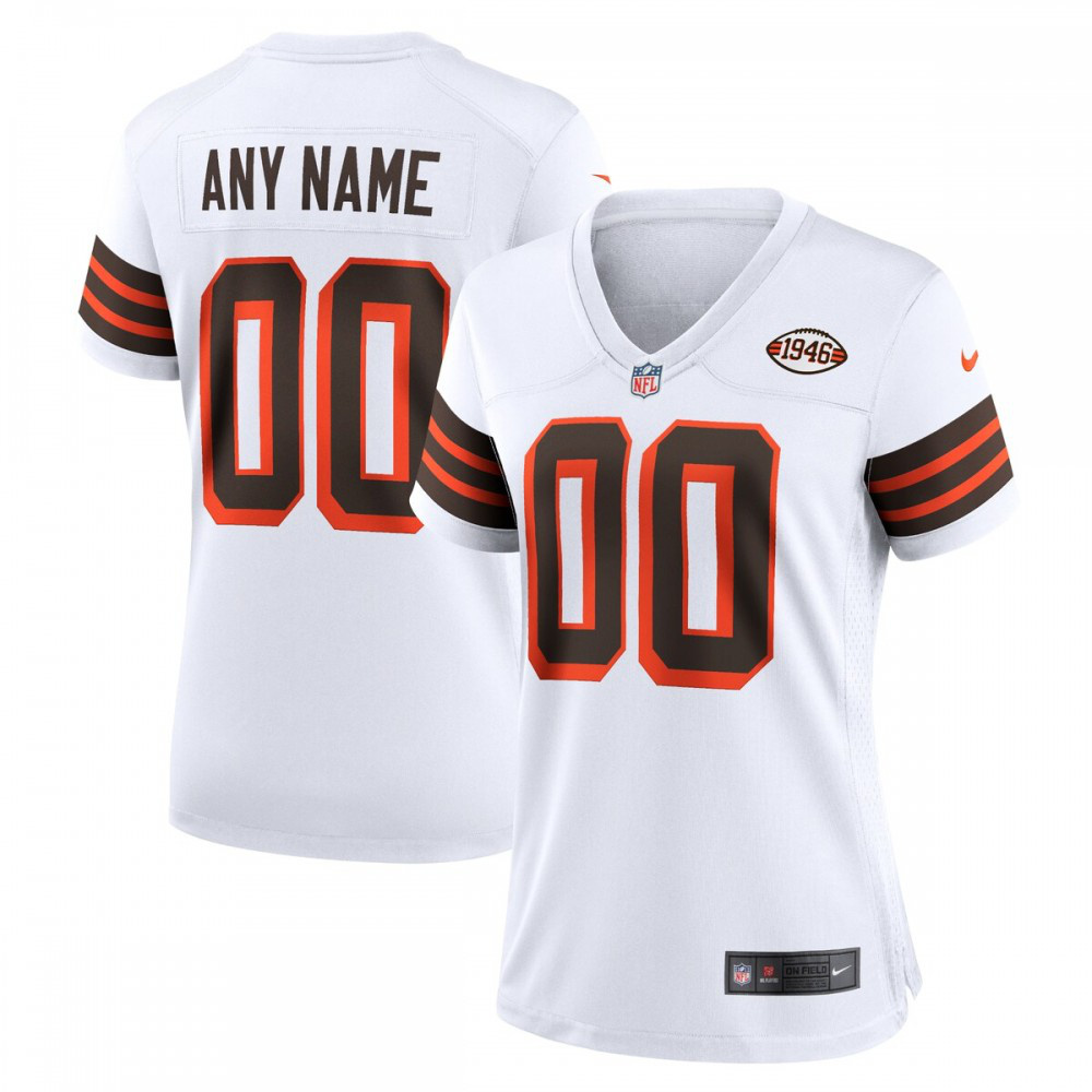 Cleveland Browns Nike Women's 1946 Collection Alternate Custom Jersey - White-FF04   NFL 