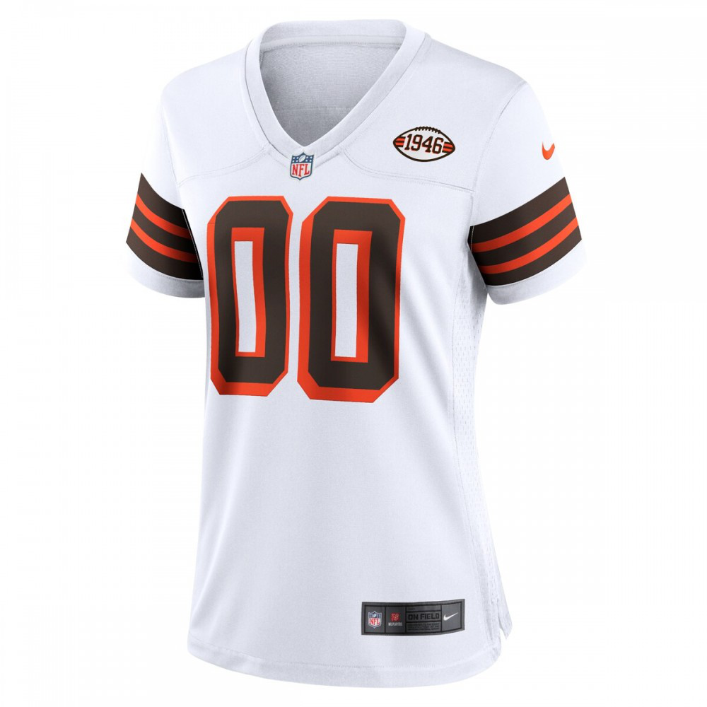 Cleveland Browns Nike Women's 1946 Collection Alternate Custom Jersey - White-FF04   NFL 