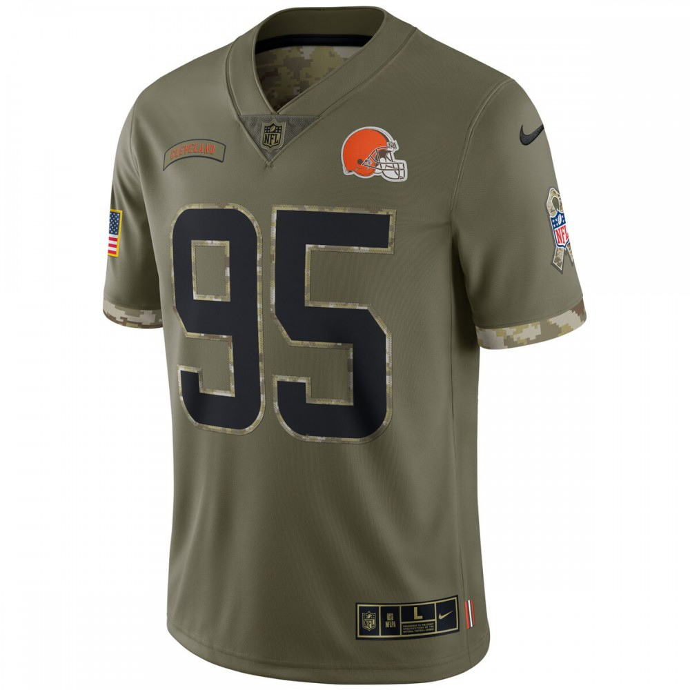 Myles Garrett Cleveland Browns Nike 2022 Salute To Service Limited Jersey - Olive-FF04   NFL 
