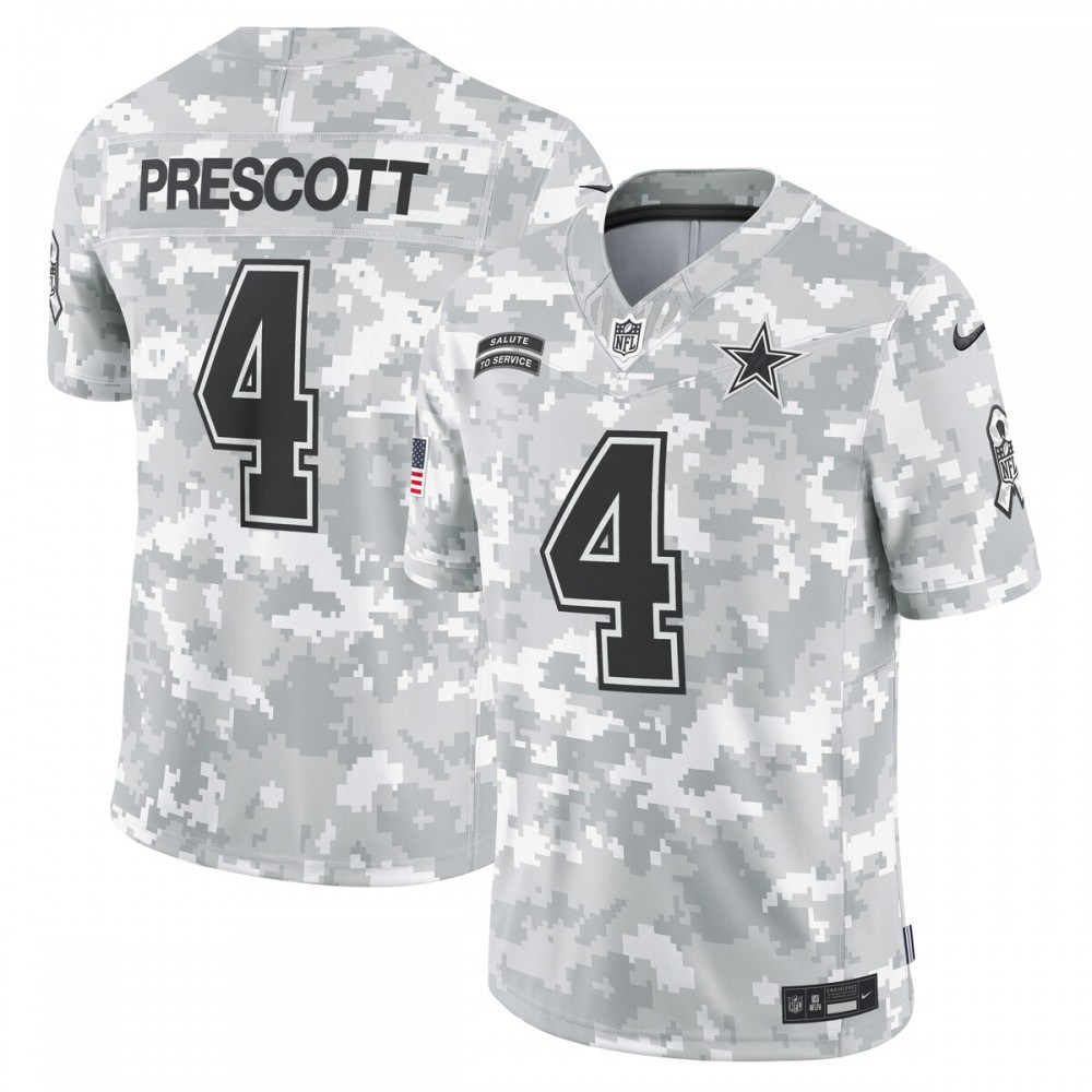 Dak Prescott Dallas Cowboys Nike 2024 Salute to Service Limited Jersey - Arctic Camo-FF04   NFL 