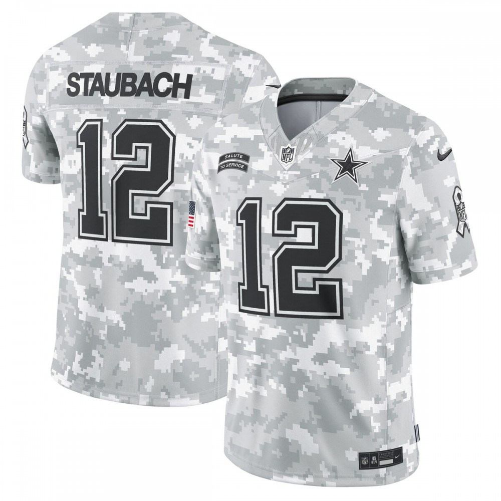 Roger Staubach Dallas Cowboys Nike 2024 Salute to Service Retired Player Limited Jersey - Arctic Camo-FF04   NFL 