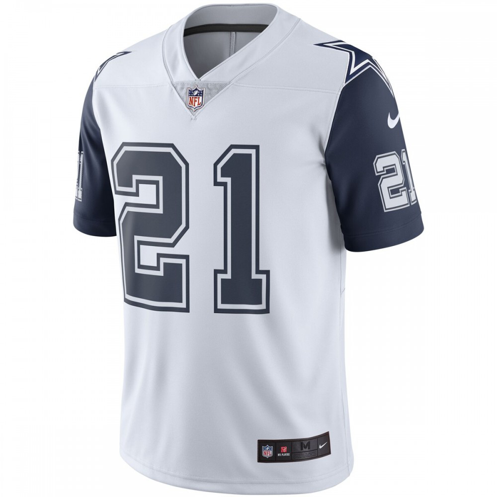 Ezekiel Elliott Nike Dallas Cowboys Color Rush Vapor Limited Jersey - White-FF04   NFL 